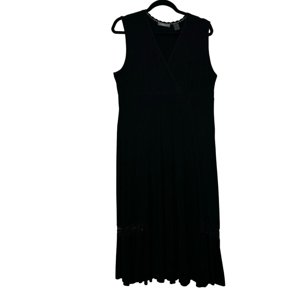 Liz Claiborne Sleeveless Black Dress Women Size X-Large Crochet Details Classic
